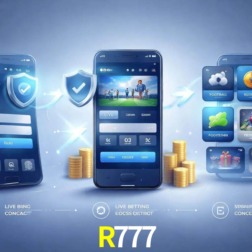 Pasos de acceso a la app R777 en pantalla de teléfono móvil