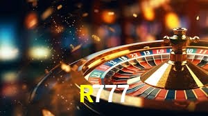 Escena dinámica inspirada en casino con iluminación R777, cartas, fichas e íconos de juegos digitales en un espacio moderno de juegos.