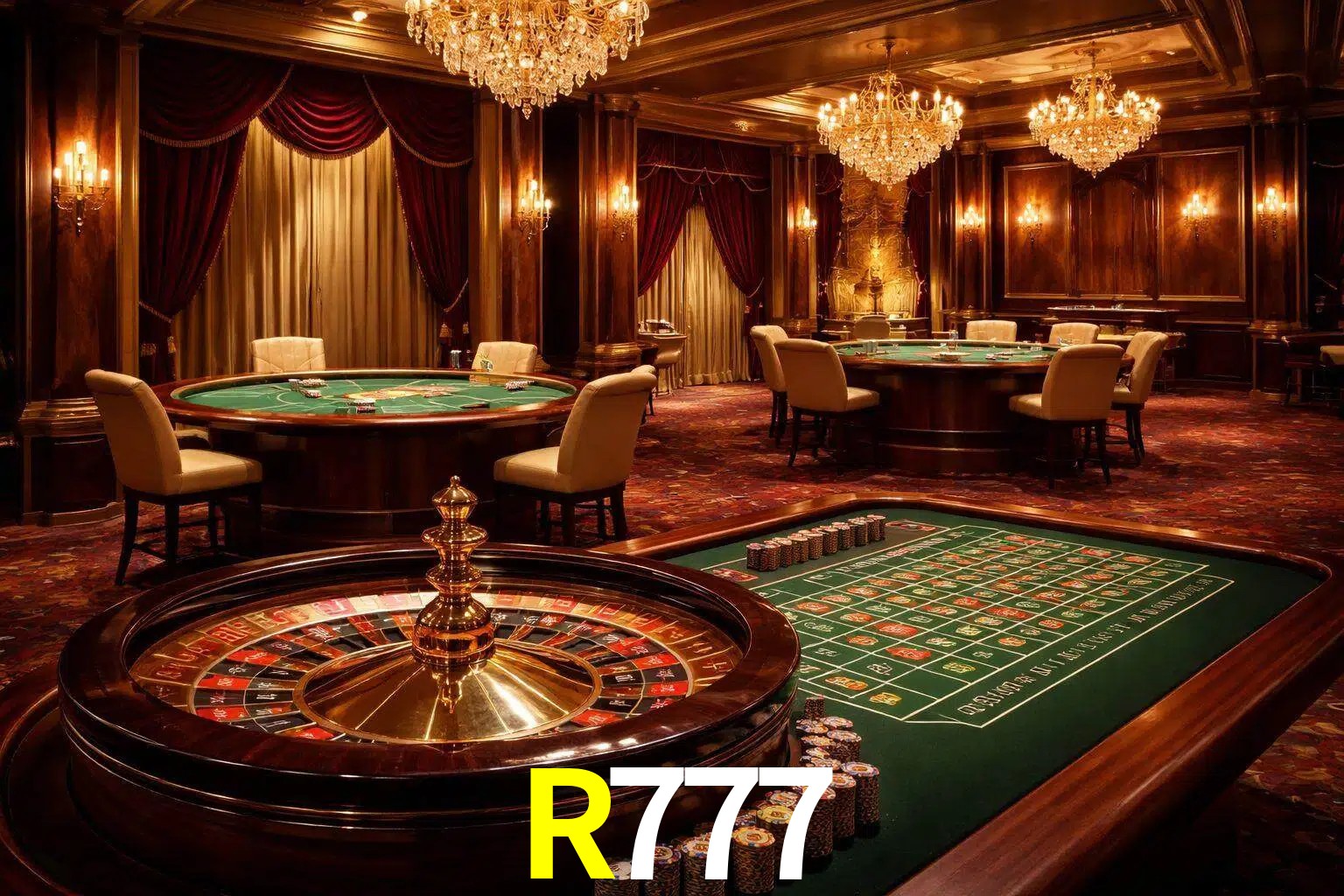 Una escena premium de mesa de casino en vivo con cartas, elementos de ruleta y un ambiente pulido de estudio de transmisión.